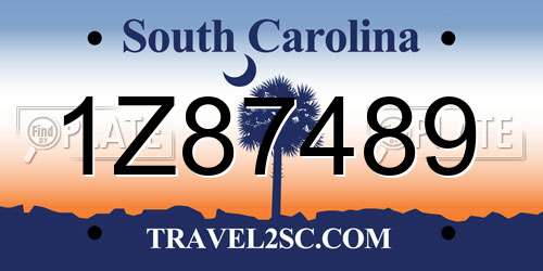 1Z87489 South Carolina License Plate