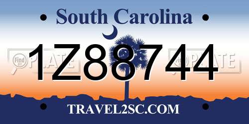 1Z88744 South Carolina License Plate