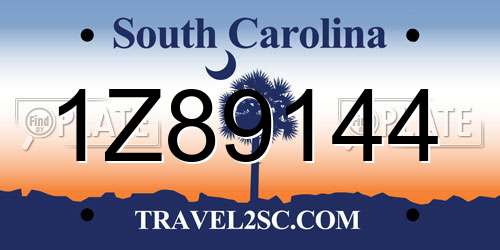 1Z89144 South Carolina License Plate