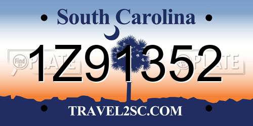 1Z91352 South Carolina License Plate