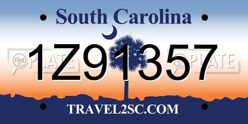 1Z91357 South Carolina License Plate