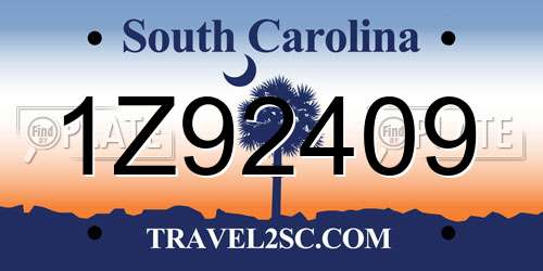 1Z92409 South Carolina License Plate