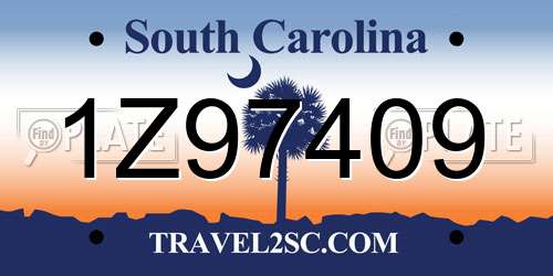 1Z97409 South Carolina License Plate