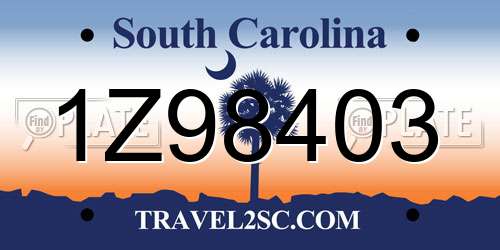 1Z98403 South Carolina License Plate