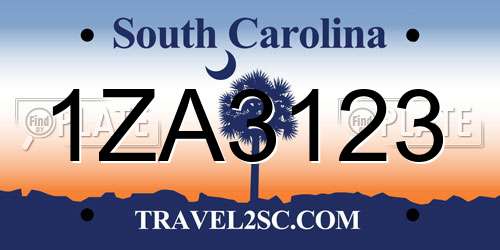 1ZA3123 South Carolina License Plate