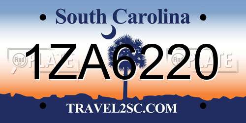 1ZA6220 South Carolina License Plate