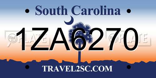 1ZA6270 South Carolina License Plate