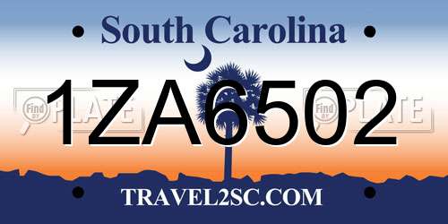 1ZA6502 South Carolina License Plate
