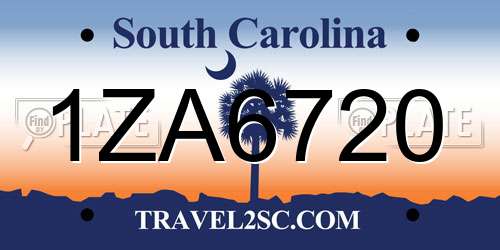 1ZA6720 South Carolina License Plate