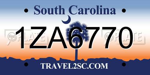 1ZA6770 South Carolina License Plate