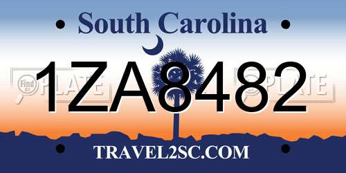 1ZA8482 South Carolina License Plate