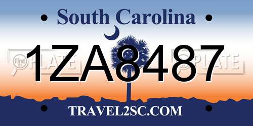 1ZA8487 South Carolina License Plate