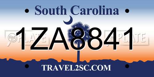 1ZA8841 South Carolina License Plate