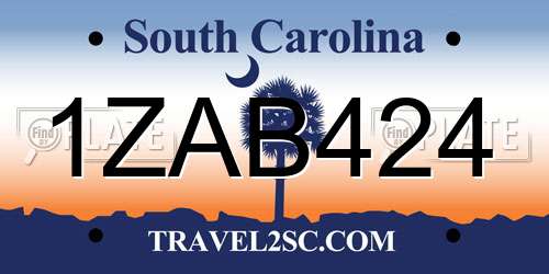 1ZAB424 South Carolina License Plate