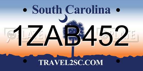 1ZAB452 South Carolina License Plate