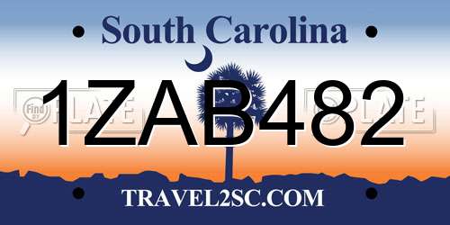 1ZAB482 South Carolina License Plate