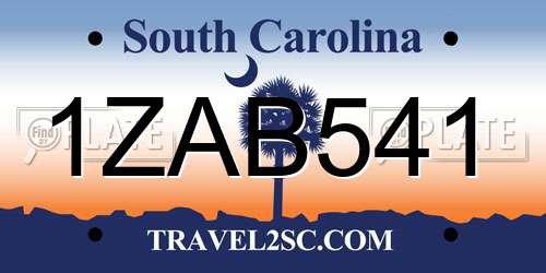 1ZAB541 South Carolina License Plate