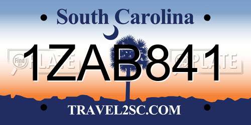 1ZAB841 South Carolina License Plate