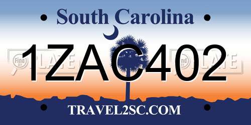 1ZAC402 South Carolina License Plate