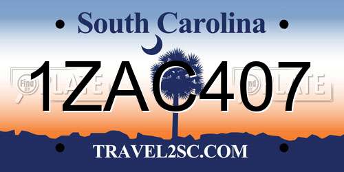 1ZAC407 South Carolina License Plate
