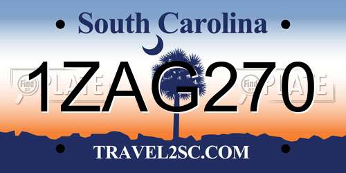 1ZAG270 South Carolina License Plate