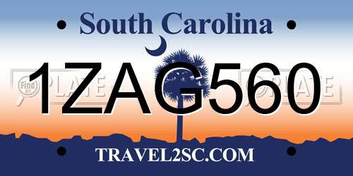 1ZAG560 South Carolina License Plate