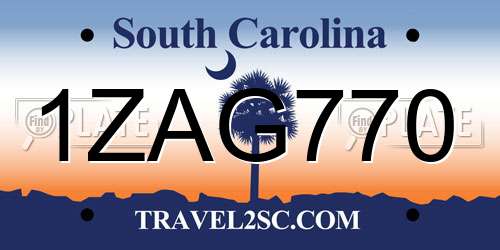 1ZAG770 South Carolina License Plate