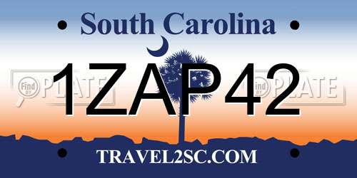 1ZAP42 South Carolina License Plate