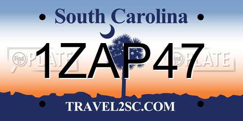 1ZAP47 South Carolina License Plate