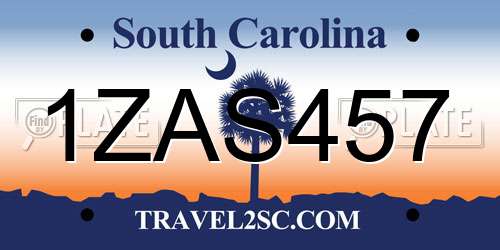 1ZAS457 South Carolina License Plate