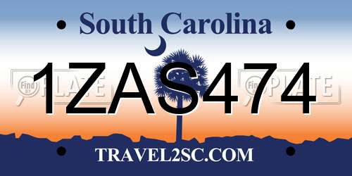 1ZAS474 South Carolina License Plate