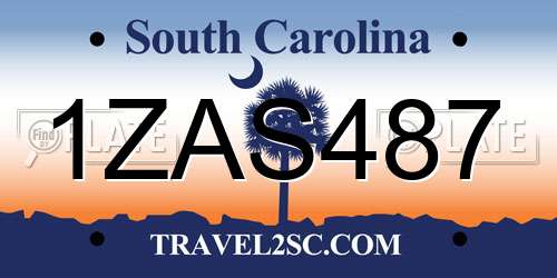 1ZAS487 South Carolina License Plate