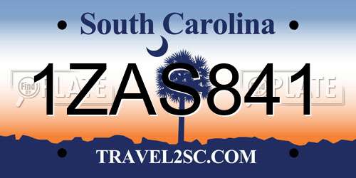 1ZAS841 South Carolina License Plate