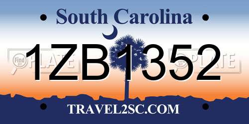 1ZB1352 South Carolina License Plate