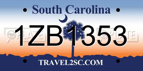 1ZB1353 South Carolina License Plate