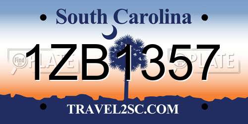1ZB1357 South Carolina License Plate
