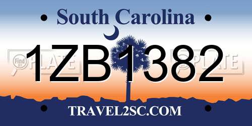 1ZB1382 South Carolina License Plate