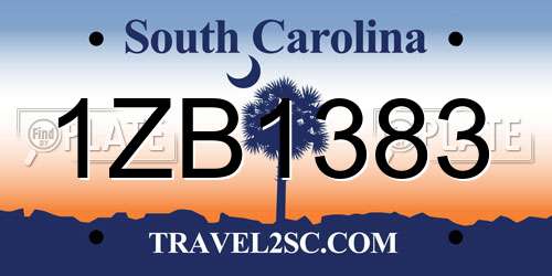 1ZB1383 South Carolina License Plate
