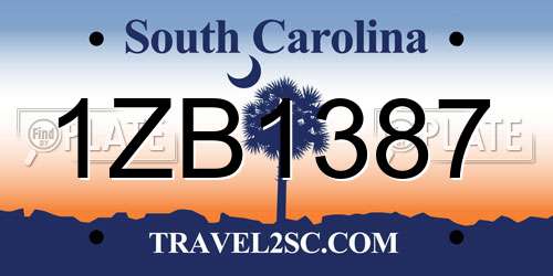 1ZB1387 South Carolina License Plate