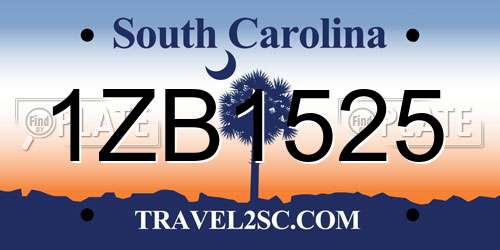 1ZB1525 South Carolina License Plate