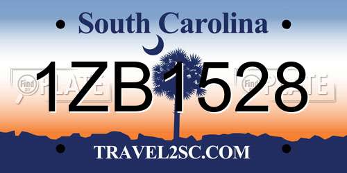 1ZB1528 South Carolina License Plate