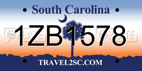 1ZB1578 South Carolina License Plate