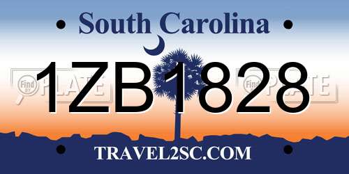 1ZB1828 South Carolina License Plate