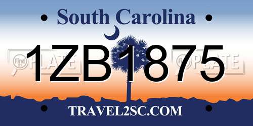 1ZB1875 South Carolina License Plate