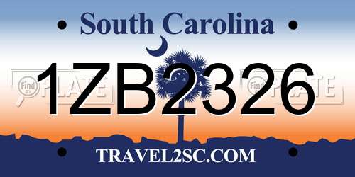 1ZB2326 South Carolina License Plate