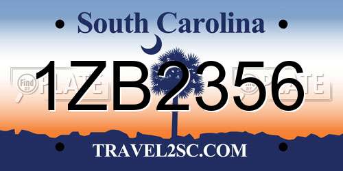 1ZB2356 South Carolina License Plate