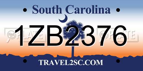 1ZB2376 South Carolina License Plate