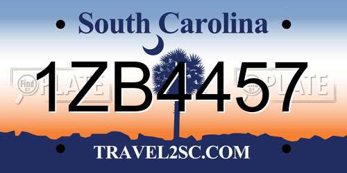 1ZB4457 South Carolina License Plate