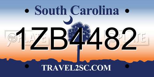 1ZB4482 South Carolina License Plate