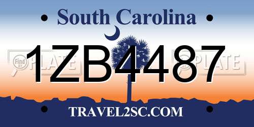 1ZB4487 South Carolina License Plate
